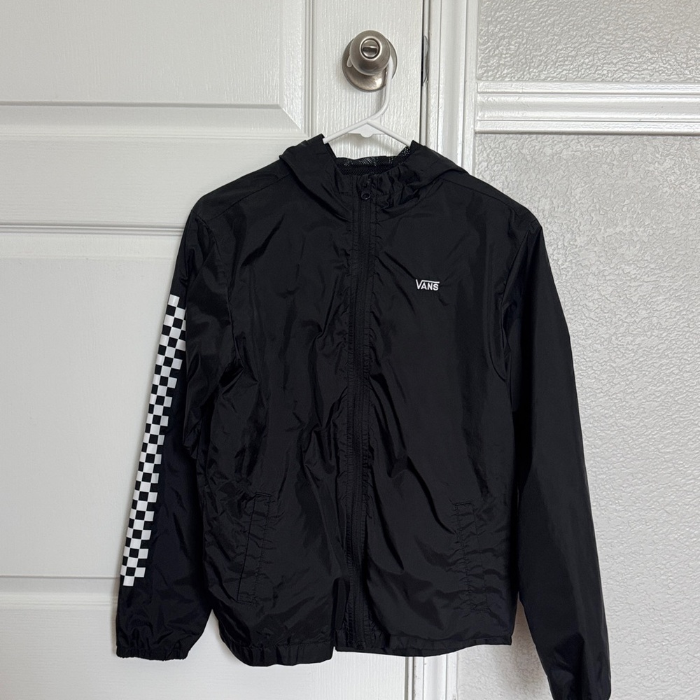 Vans Kids Black Raincoat with Checkered Pattern